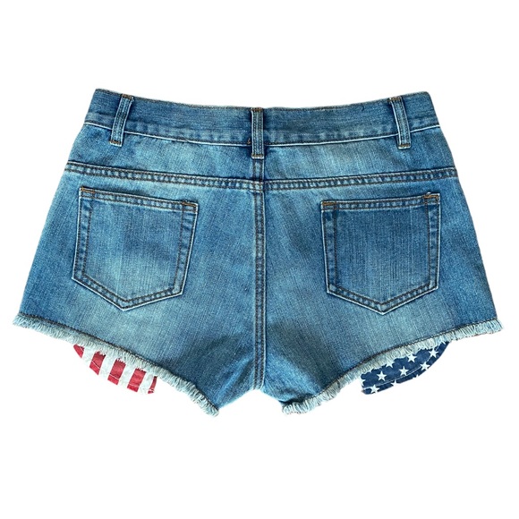 Fifty Street Womens Denim Shorts Patriotic Stars And Stripes 4th of July ￼large - Picture 2 of 8